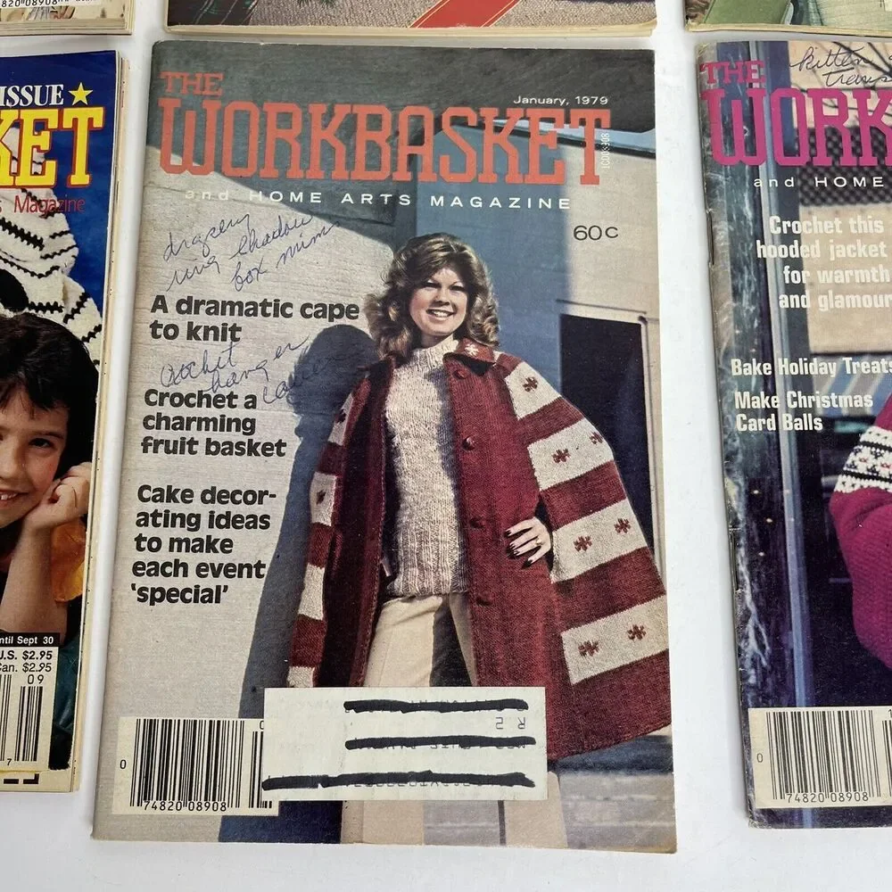 VINTAGE Lot of 6 The WORKBASKET‎ Magazine Paperback 70's 80's 90's